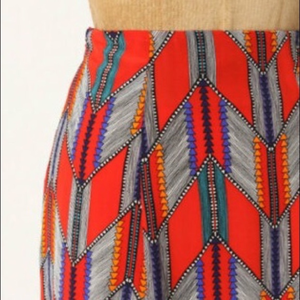 Mara Hoffman Red Silk Arrow Feather Skirt 0 - Picture 2 of 8